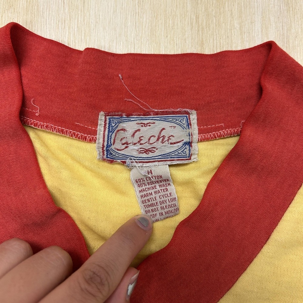 Vintage 80s Colorblock Dolman V-Neck Top Caleche Shirt Womens Medium Multicolor - Picture 2 of 6